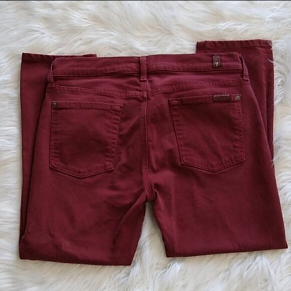 7 for All Mankind The Skinny Burgundy Cropped Jeans - Picture 6 of 16